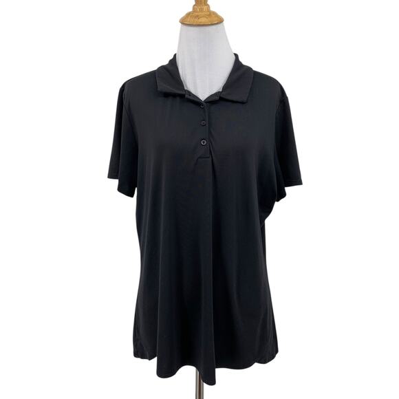 Under Armour Shirt Women L Large Black 4 Button Placket Short Sleeve Polo Collar - Picture 1 of 9